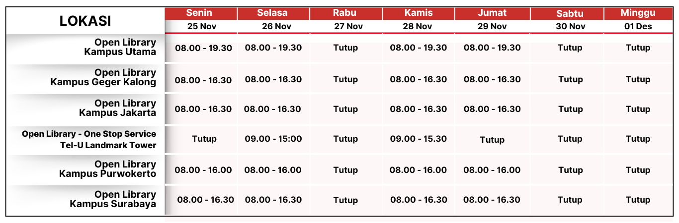 Jam Operasional Bulan Desember