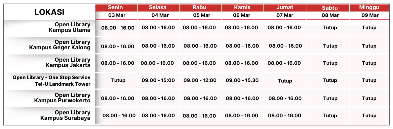 Jam Operasional Bulan Februari