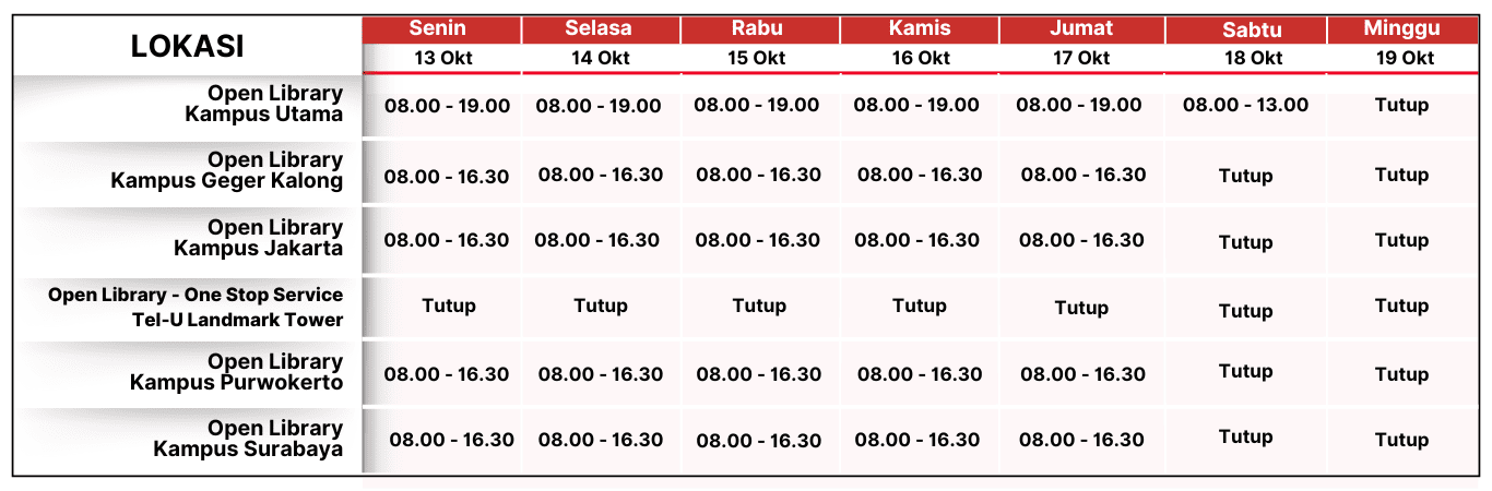 Jam Operasional Bulan Oktober