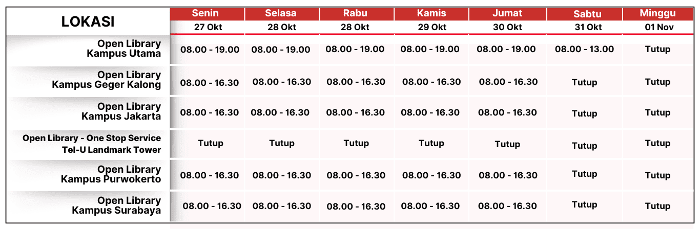 Jam Operasional Bulan Oktober